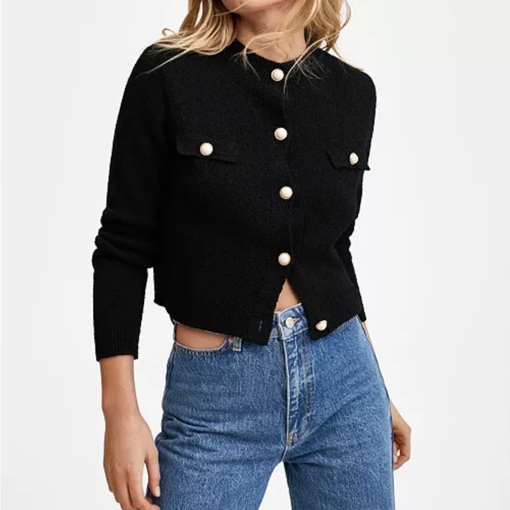 Mango Knitted Cardigan with Jewel Buttons